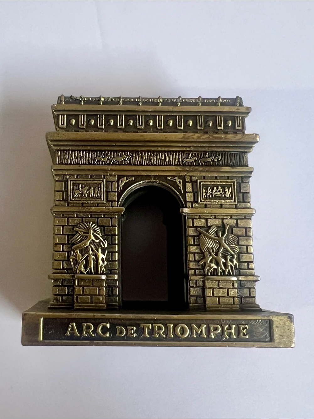 Brass Arc de Triomphe Souvenir Sculpture - Gold Finish 2"